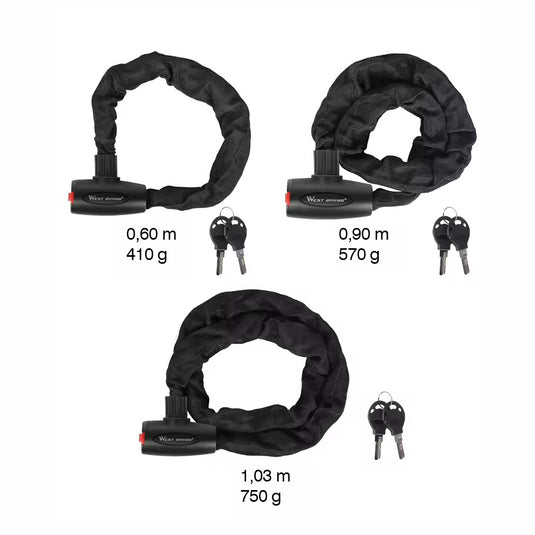 Corrente antifurto moto - cadeado segurança 2 Chaves