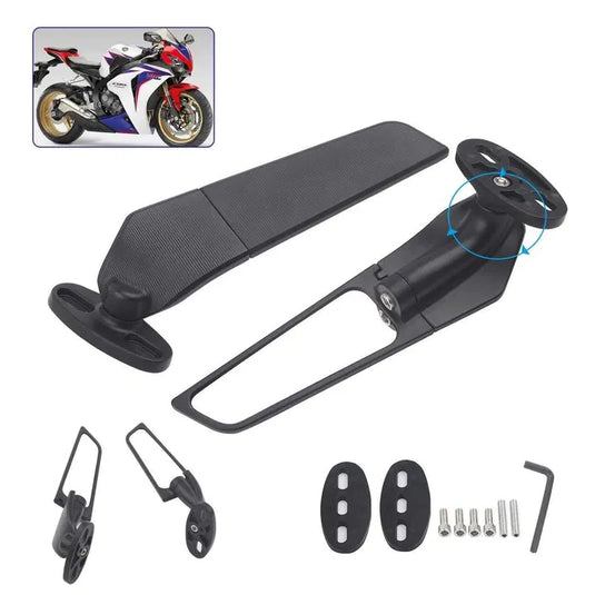Par de espelhos asa pequenos (130 mm) e grandes (156 mm) moto racer