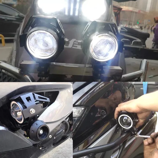 Par de faróis auxiliares LED moto
