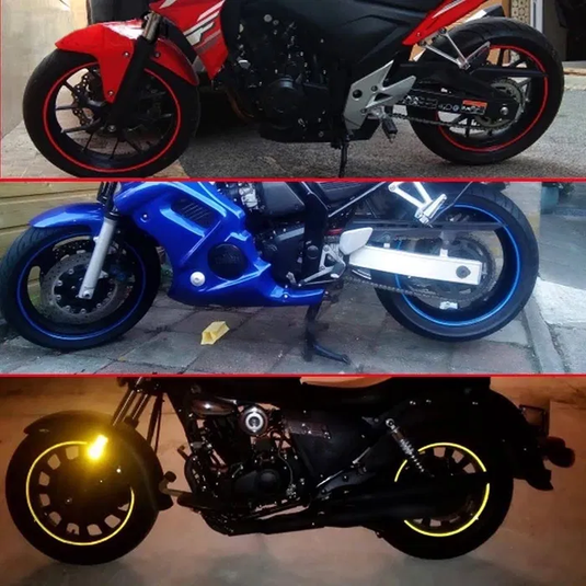 Fitas autocolantes contínuas refletoras rodas 17, 18 e 19 pol moto ou carro