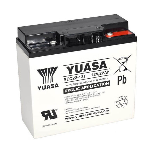 Bateria GS Yuasa REC22-12 12V 22Ah AGM VRLA selada - vista frontal