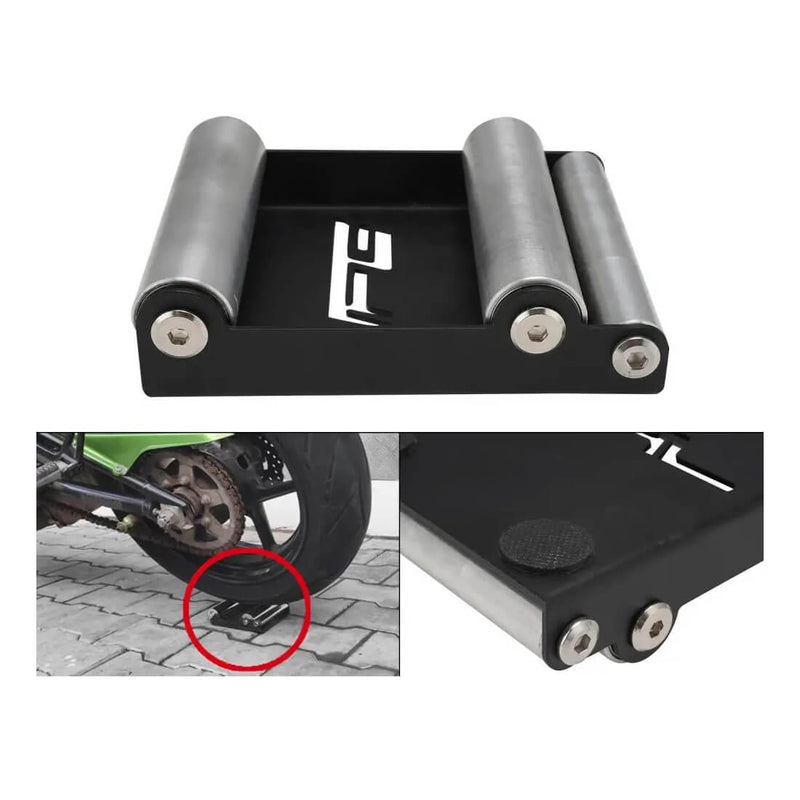 Carregue imagem no visualizador da galeriaSuporte rolo limpeza corrente moto universal em aço e alumínio
