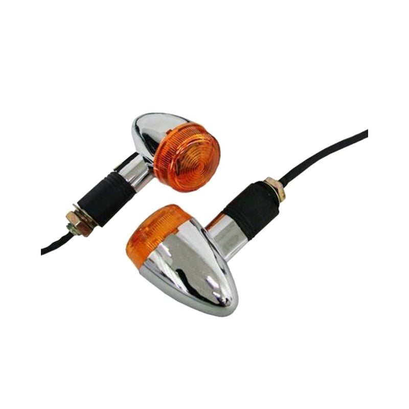 Carregue imagem no visualizador da galeriaPar de Piscas Cromados Bala para Moto Universal
