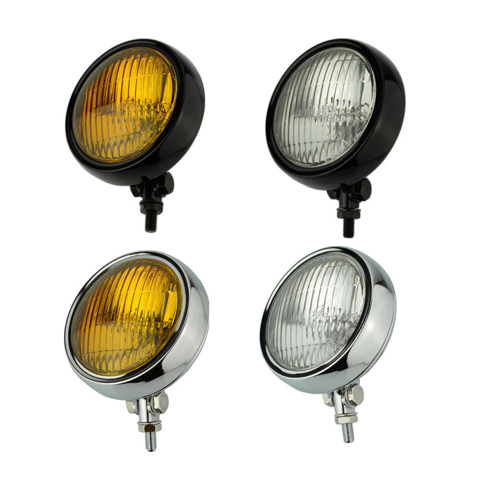 Farol auxiliar universal retro 11,4cm - luz nevoeiro chopper bobber