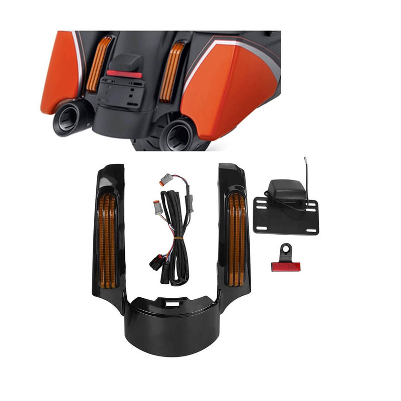 Carregue imagem no visualizador da galeriaExtensão guarda-lamas traseiro LED para Harley Touring 2014-2023 em plástico ABS
