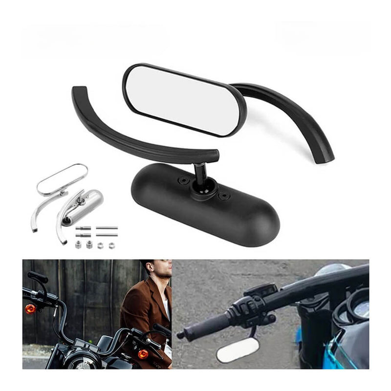 Carregue imagem no visualizador da galeriaPar espelhos retrovisores ovais moto alumínio 8mm 10mm preto cromado
