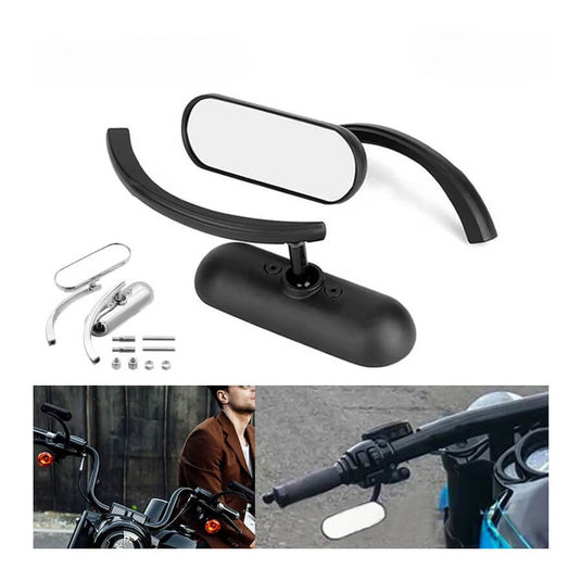 Par espelhos retrovisores ovais moto alumínio 8mm 10mm preto cromado