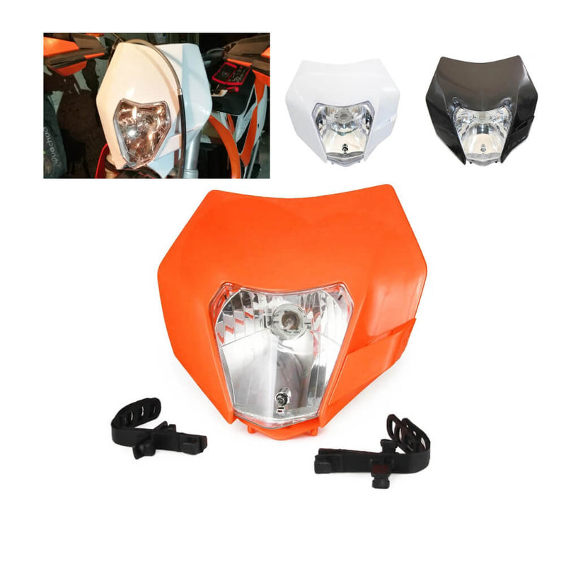 Carregue imagem no visualizador da galeriaFarol universal KTM EXC SX XC XCW para motocross e supermoto com iluminação dupla Hi/Lo e montagem anti-vibração
