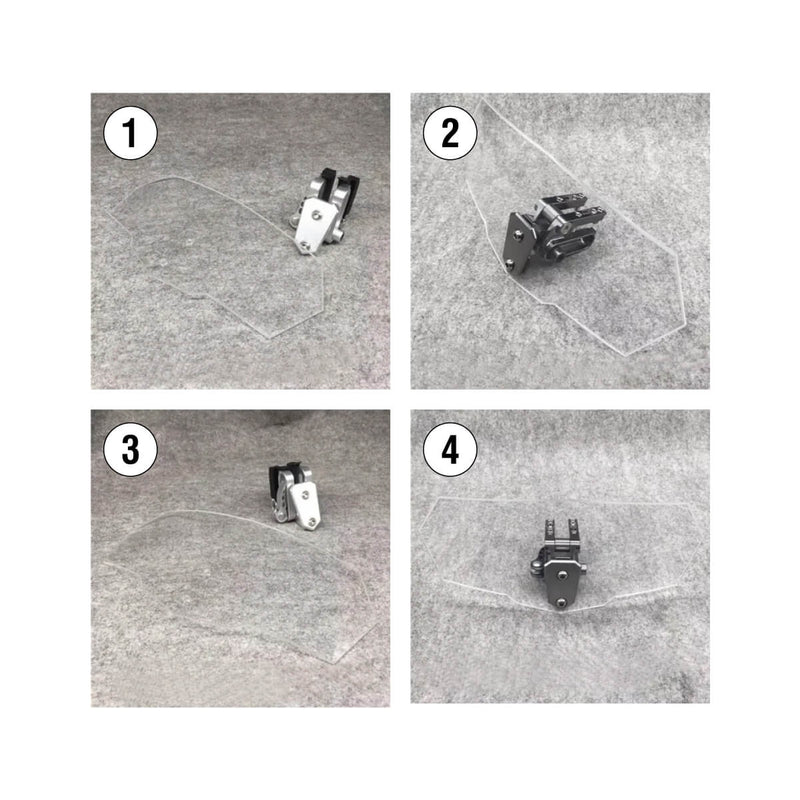 Load image into Gallery viewer, Guia de modelos deflector moto - suporte prateado e titânio com dimensões 270mm e 300mm 
