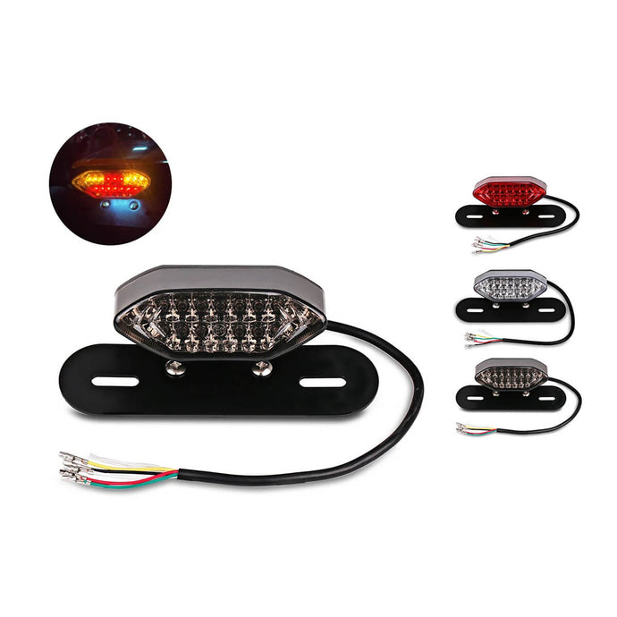 Luz traseira LED integrada para moto - Stop, travão, piscas e matrícula universal