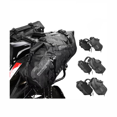 Sacos laterais para moto Rhinowalk 18L/28L/48L - Impermeáveis com sistema de fixação sem suporte