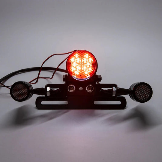 Suporte de matrícula moto com farolim LED e piscas integrados
