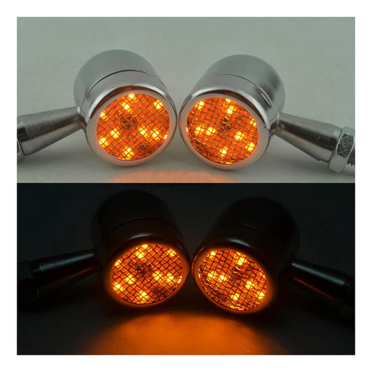Mini piscas LED bala moto — versão cromada