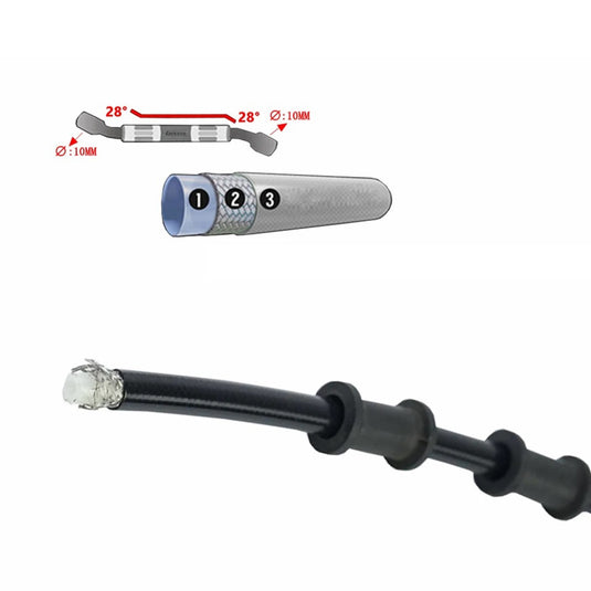 Mangueira hidráulica de travão 28° preta 400-2200 mm - Cabo trançado DOT 10 mm