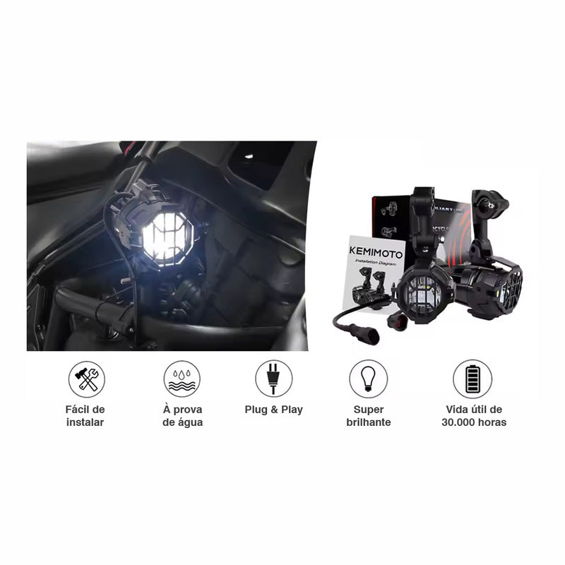 Carregue imagem no visualizador da galeriaFaróis auxiliares homologados E9 - 40W LED para moto
