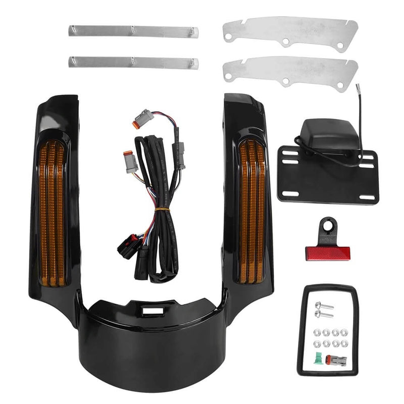 Carregue imagem no visualizador da galeriaDetalhe iluminação LED trifuncional extensão guarda-lamas Harley Touring
