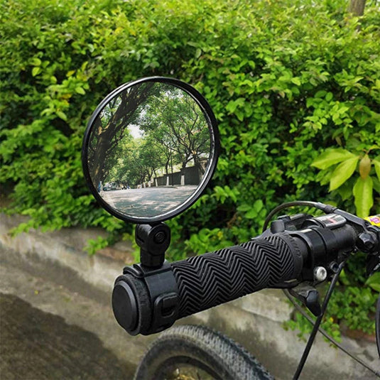 Espelho redondo bicicleta punho abraçadeira borracha