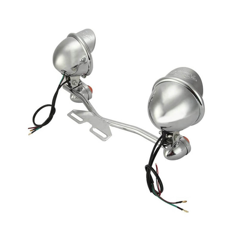 Carregue imagem no visualizador da galeriaConjunto farol frontal com piscas integrados 12V - Suporte universal cromado
