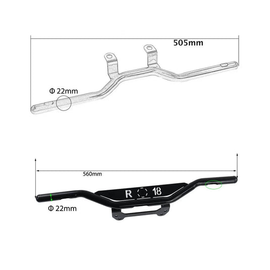 Detalhe suporte faróis auxiliares BMW R18 aço inoxidável resistente corrosão