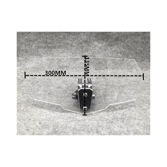 Deflector moto com vidro curvo transparente - vista lateral da instalação 