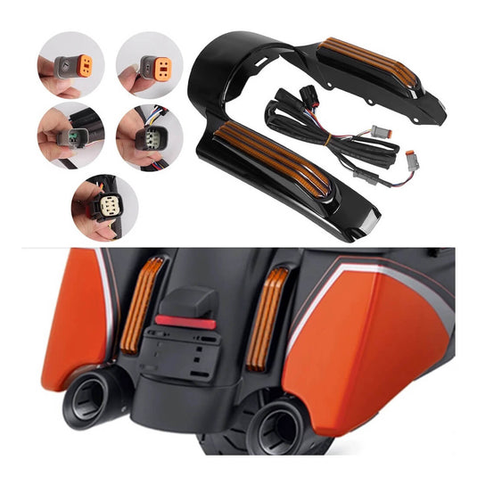 Extensão guarda-lamas Harley Touring com opções lente laranja preta vermelha
