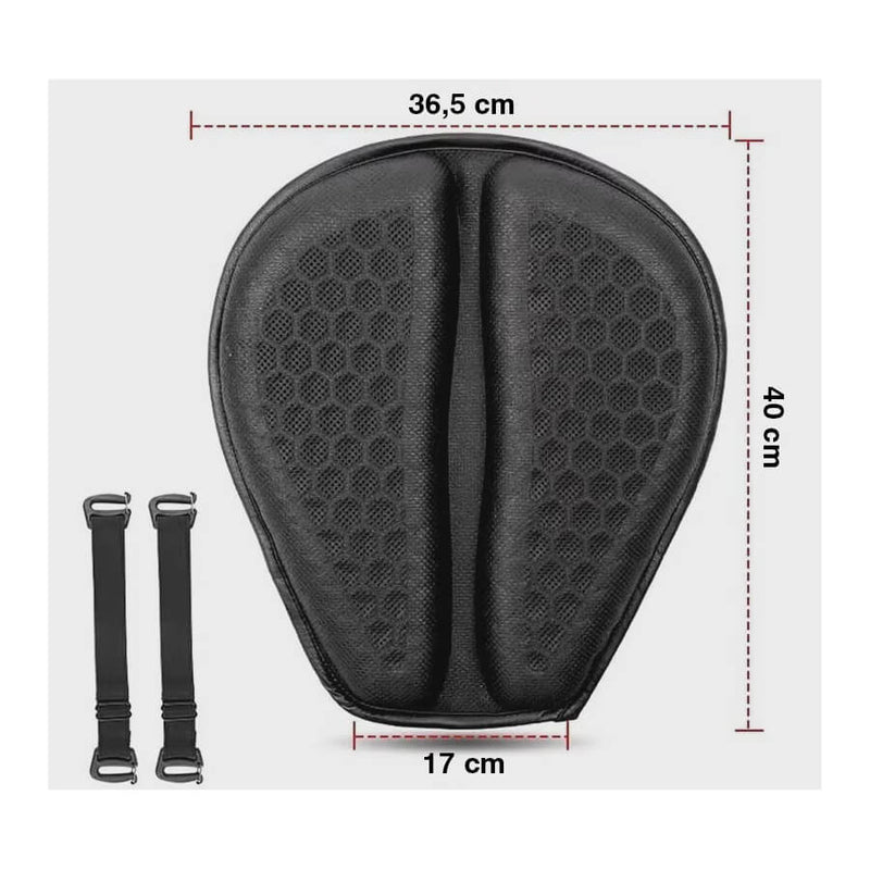 Carregue imagem no visualizador da galeriaAlmofada de selim moto com gel anti-vibração e ventilação ativa 3D
