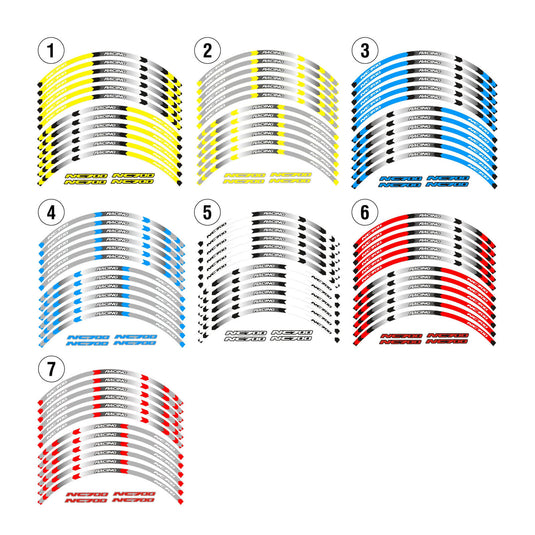 Autocolantes refletores Honda NC700 NC750 - Guia de numeração de modelos disponíveis em 14 cores