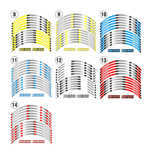 Autocolantes decorativos Honda NC700 NC750 - Referência de cores e modelos para jantes 17 polegadas