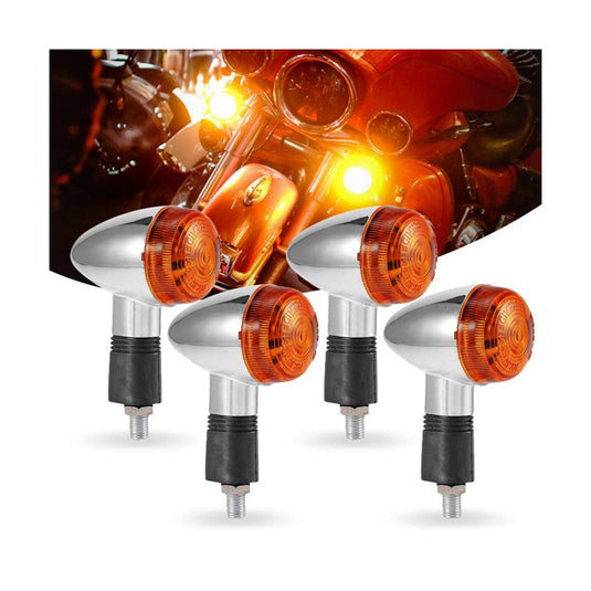 Par de Piscas Cromados Bala para Moto Universal