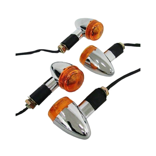 Par de Piscas Cromados Bala para Moto Universal