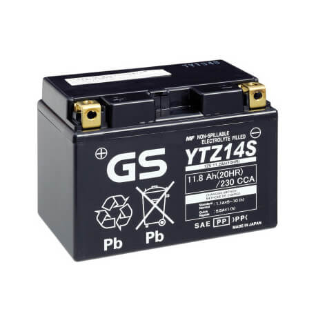 Bateria GS GTZ14S 12V 11.2Ah MF selada alta performance para moto 600-1200cc