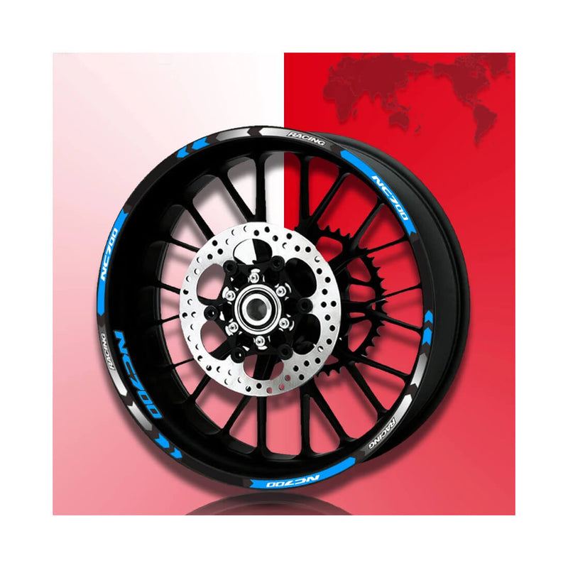 Load image into Gallery viewer, Exemplo de aplicação autocolantes refletores em jantes Honda NC700 NC750 - Acabamento brilhante
