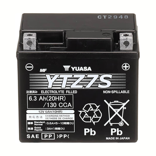 Bateria YUASA YTZ7S 12V 6Ah MF selada alta performance para moto desportiva
