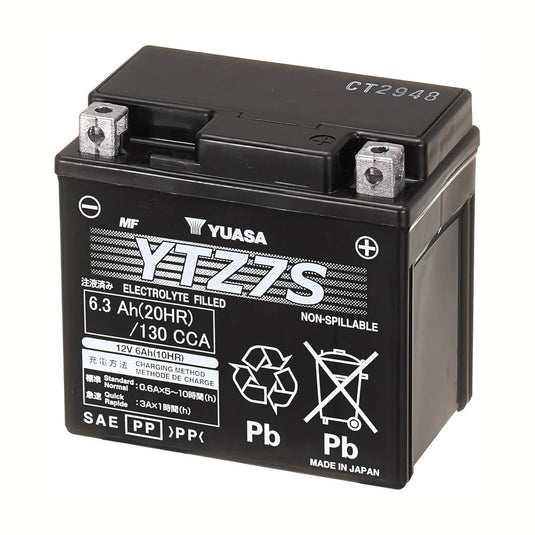 Bateria YUASA YTZ7S — tecnologia MF sem manutenção pronta a instalar