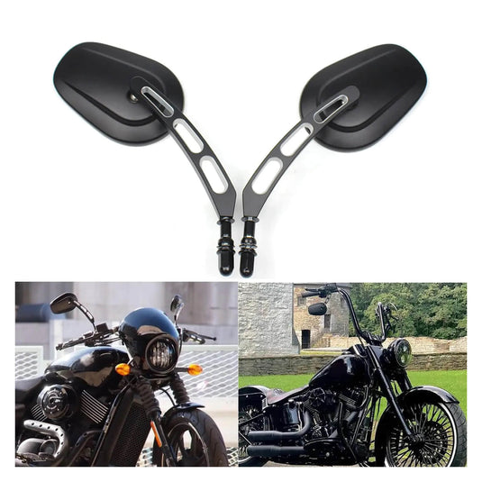 Espelhos retrovisores CNC alumínio Harley-Davidson 8mm - preto e cromado