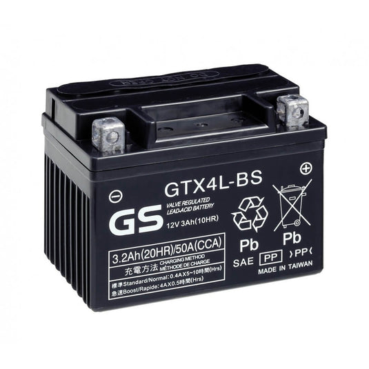 Bateria GS GTX4L-BS 12V 3Ah AGM selada para moto - sem manutenção, pronta a instalar