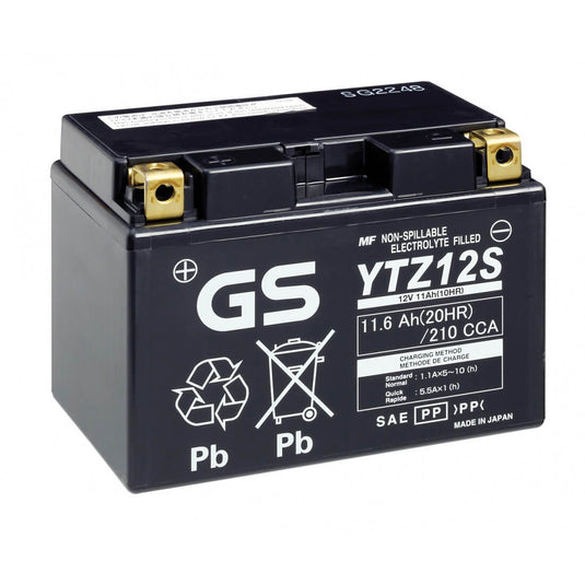 Bateria YUASA YTZ12S 12V 11.6Ah MF selada para moto - 210A CCA, tecnologia japonesa