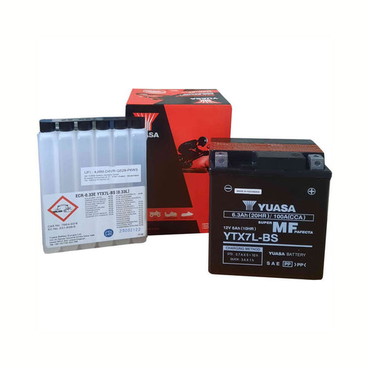 Bateria YUASA YTX7L-BS 12V 6Ah AGM selada sem manutenção para moto 4T