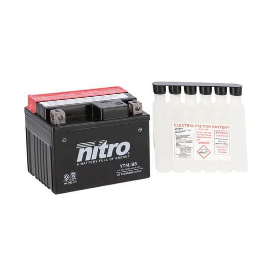 Bateria NITRO NT4L-BS 12V 3Ah AGM selada para moto - sem manutenção, pronta a instalar