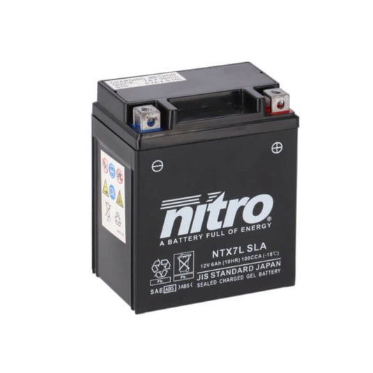 Bateria NITRO NTX7L-SLA 12V 6Ah Gel SLA selada para moto - sem manutenção, pronta a instalar