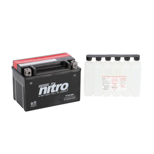 Bateria NITRO NTX9-BS 12V 8Ah AGM selada para moto - sem manutenção, pronta a instalar