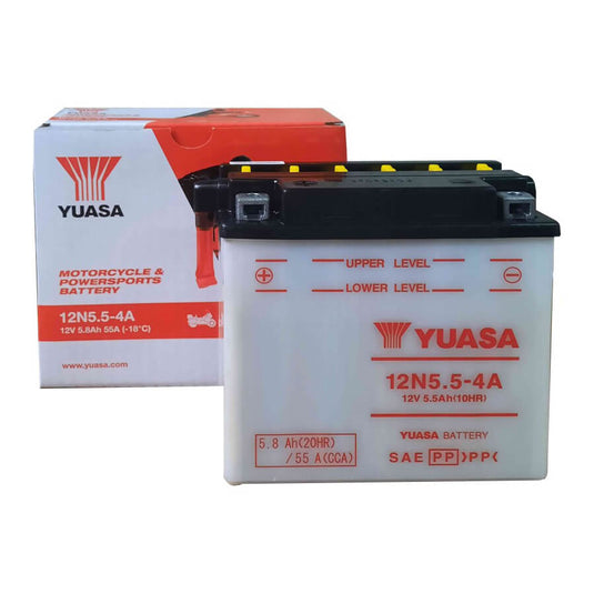 Bateria GS Yuasa 12N5.5-4A 12V 5,8Ah convencional com ácido para moto
