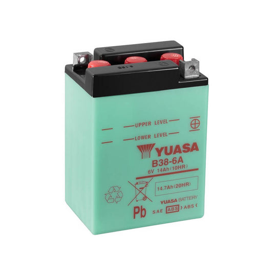 Bateria GS Yuasa B38-6A 6V 14.7Ah — bateria moto clássica vintage chumbo-ácido terminal positivo à direita
