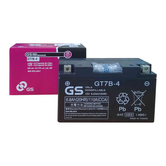 Bateria GS GT7B-4 12V 6.8Ah AGM selada para moto - 110A CCA, sem manutenção