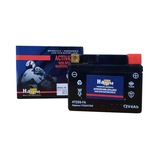 Bateria Haijiu HTZ5S 12V MF selada para moto - sem manutenção, pronta a instalar


