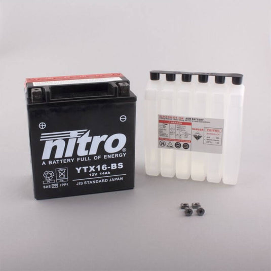 Bateria Nitro YTX16-BS 12V 14Ah MF AGM selada para moto de alta cilindrada
