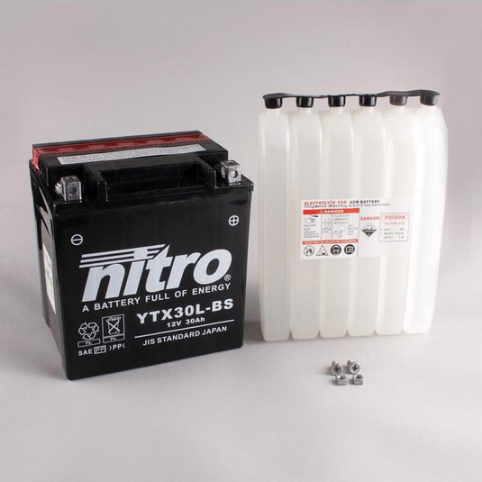 Bateria Nitro YTX30L-BS 12V 30Ah MF AGM selada para moto de grande cilindrada