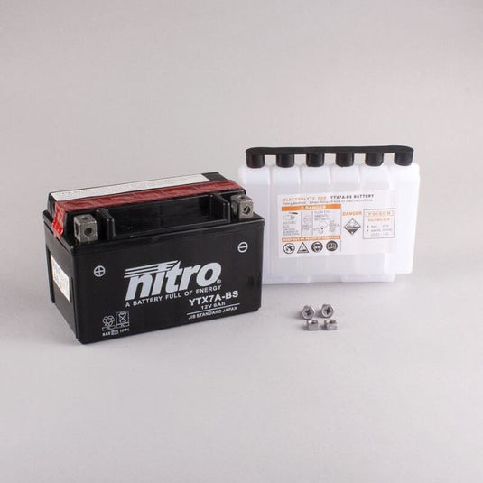 Bateria Nitro YTX7A-BS 12V 6Ah MF AGM selada para moto e scooter