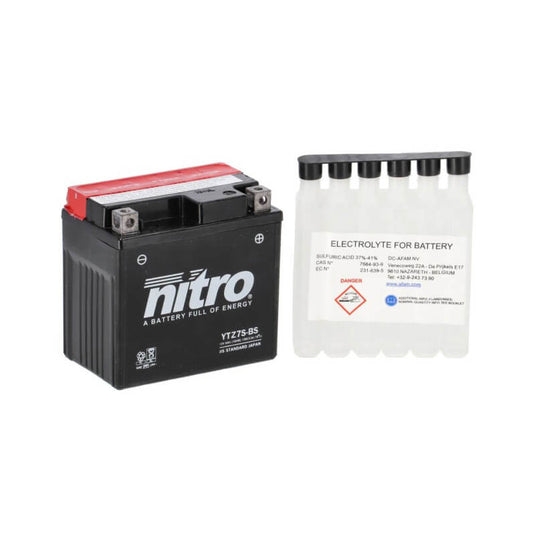Bateria Nitro YTZ7S 12V 6Ah MF AGM selada para moto de pequena e média cilindrada