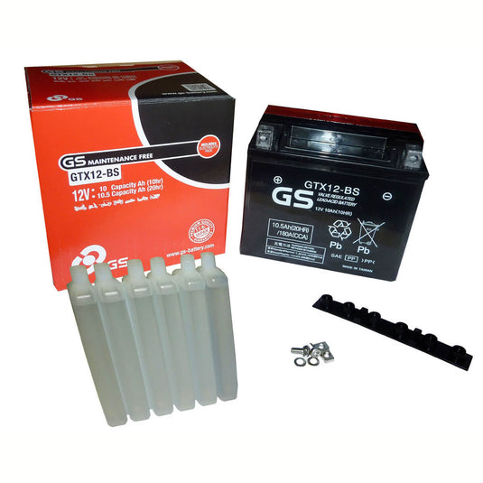 Bateria GS GTX12-BS 12V 10Ah AGM selada sem manutenção para moto 400-750cc